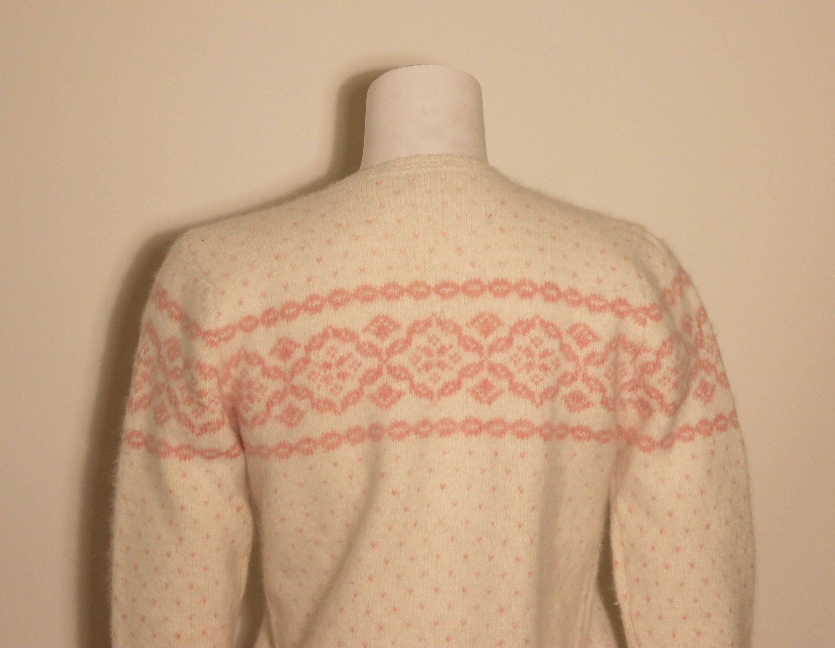 Women's or Men's Vintage 1960s Fair Isle Wool Sweater