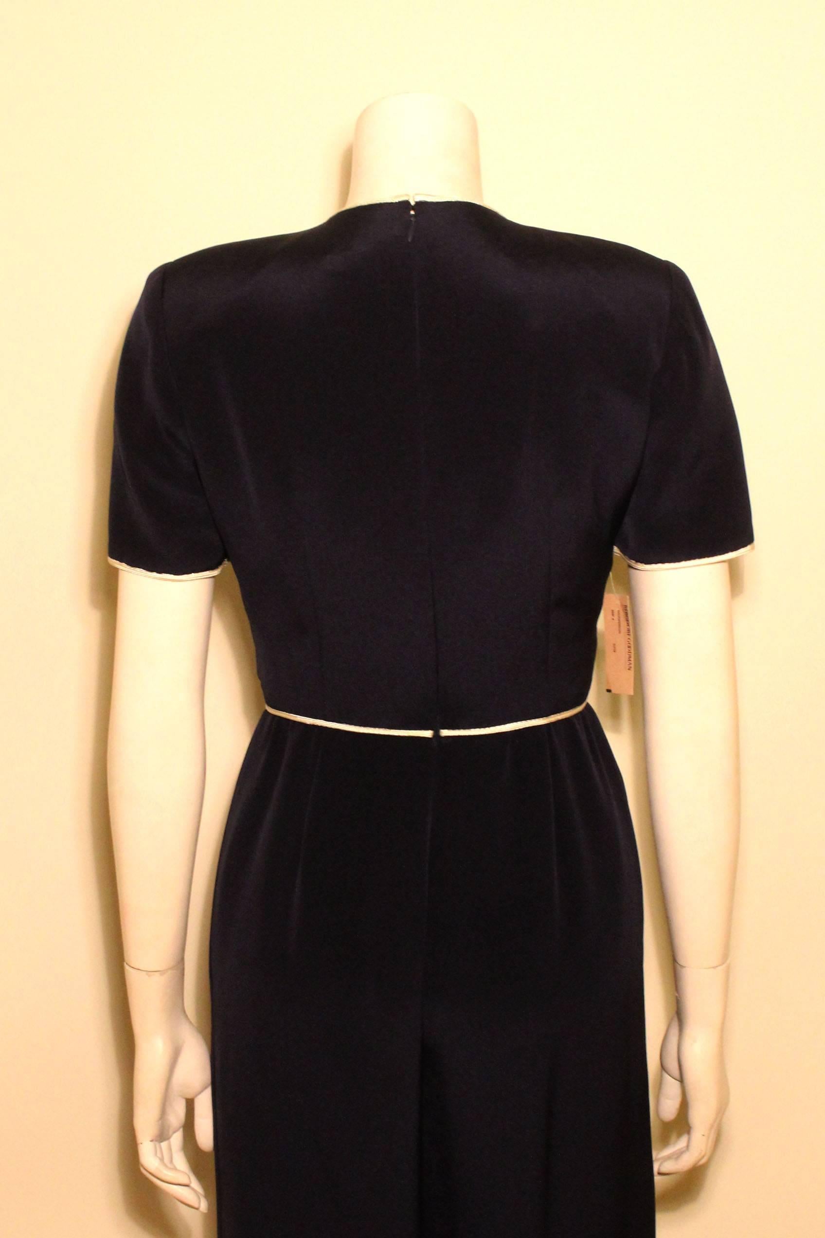 Women's Vintage Bill Blass Navy Silk Jumpsuit For Sale