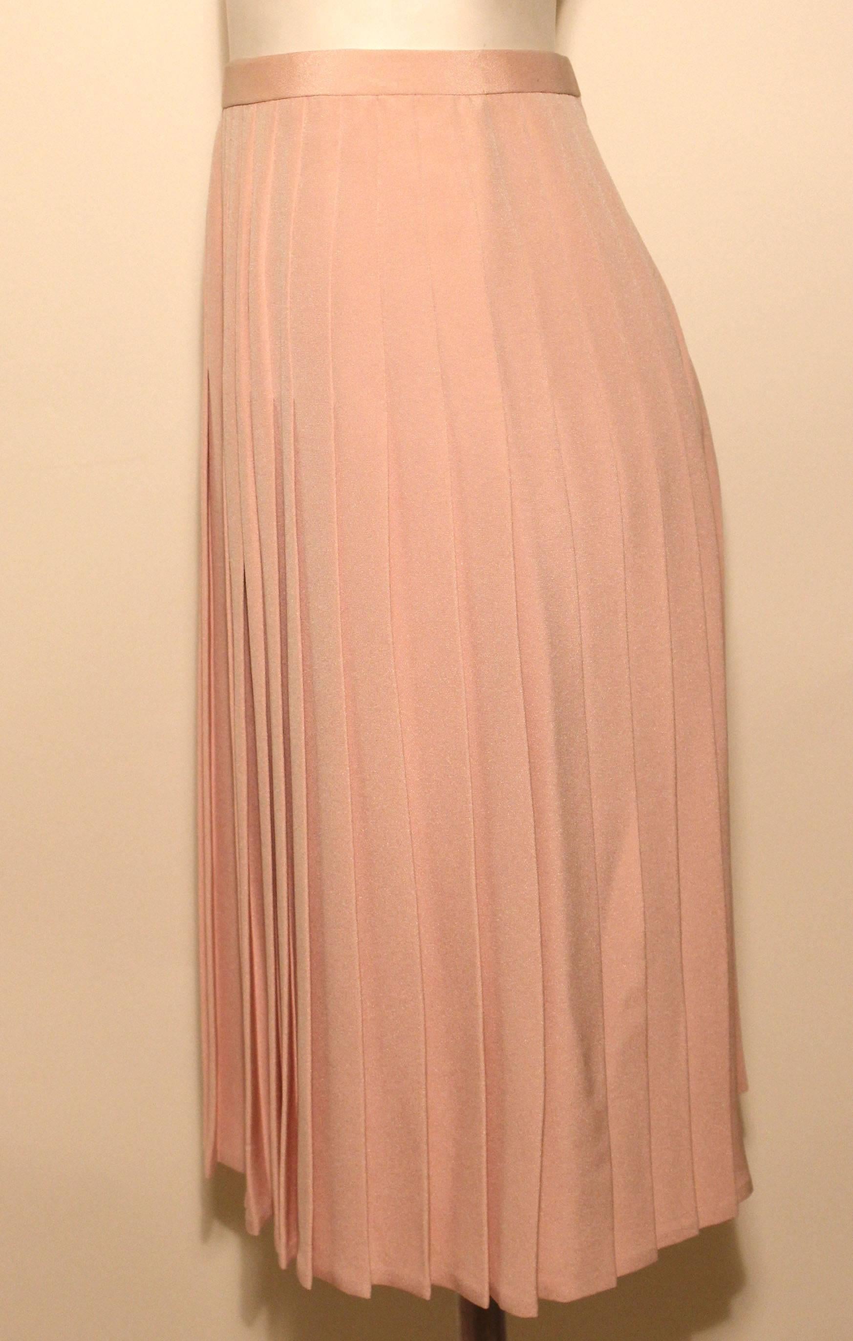 Brown Vintage 1970s Bill Blass Pink Pleated Skirt