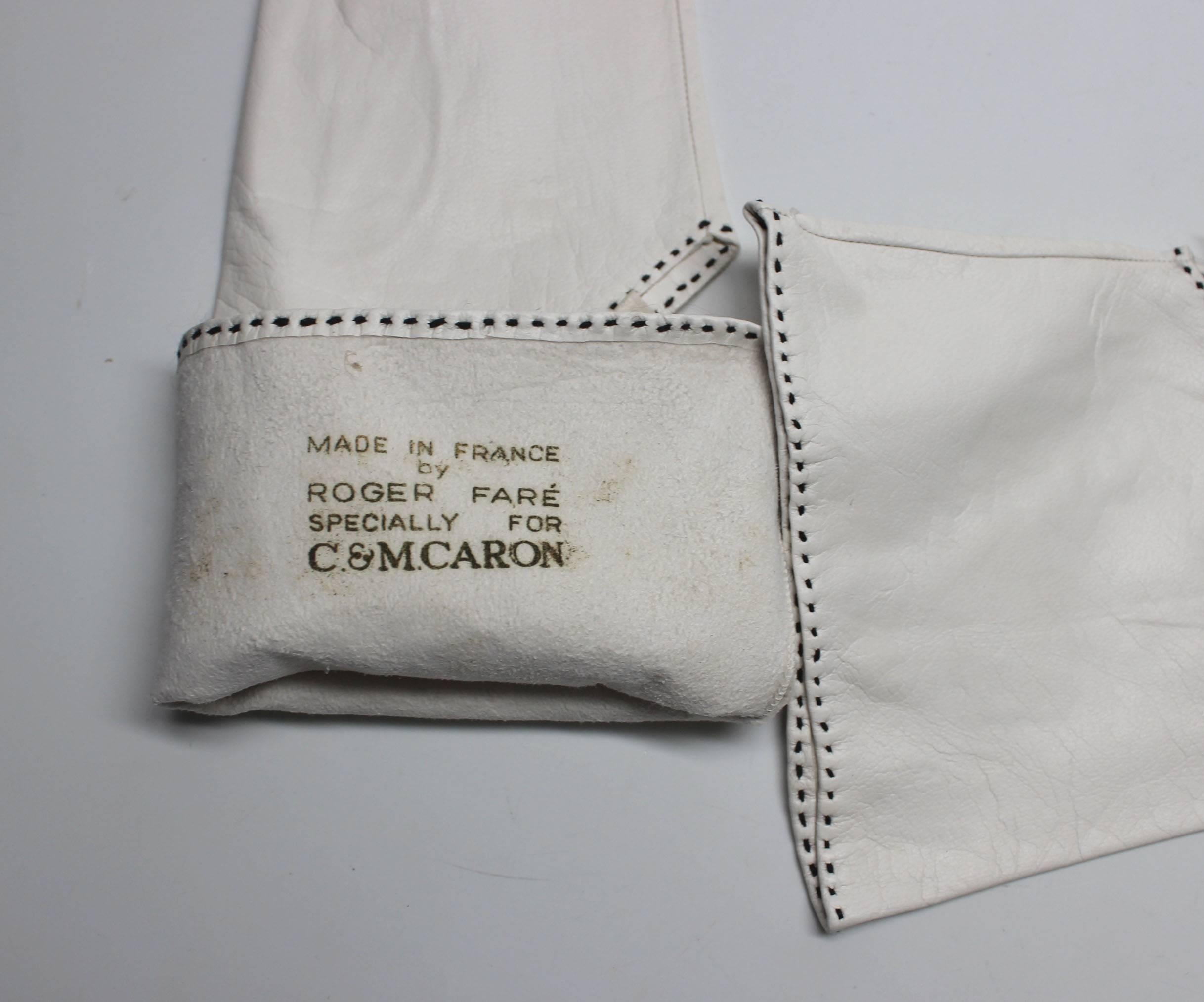 Vintage Roger Fare French White Kidskin Gloves, Never Worn 2
