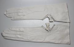 Vintage Roger Fare French White Kidskin Gloves, Never Worn