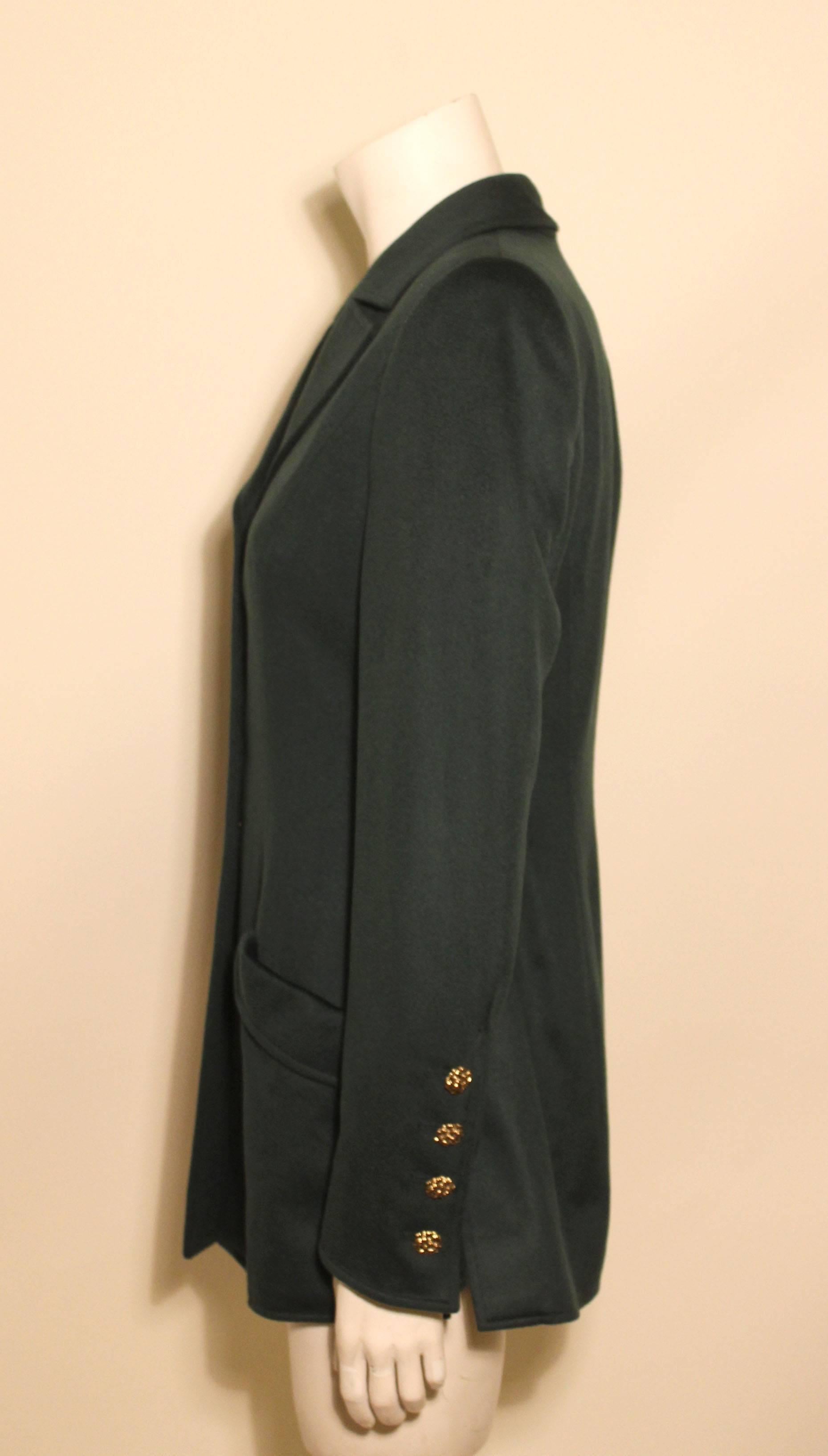 Black Vintage Valentino Forest Green Cashmere Blazer
