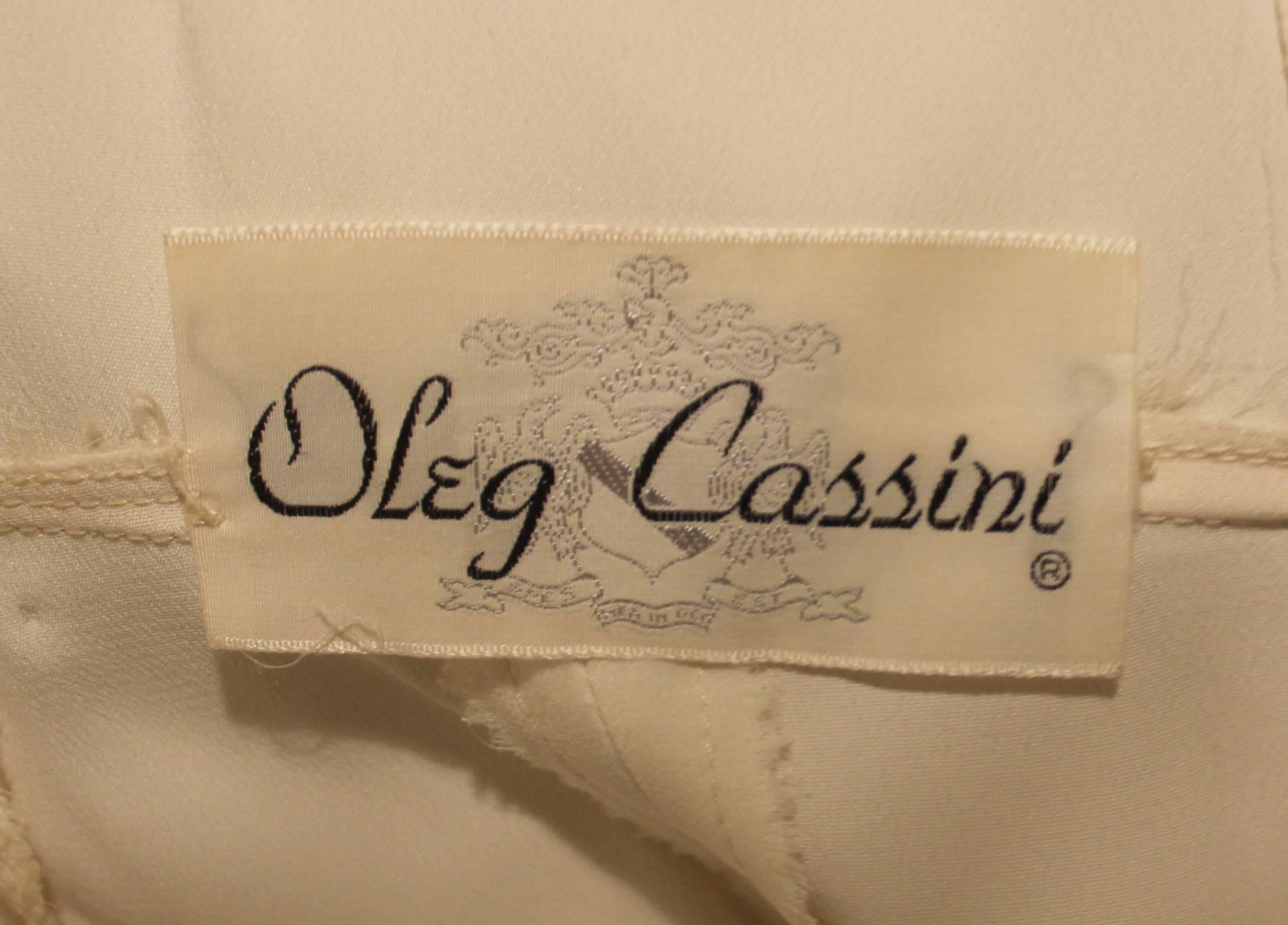 Vintage Oleg Cassini 1960s Style Ivory Cocktail Dress  In Excellent Condition For Sale In New York, NY