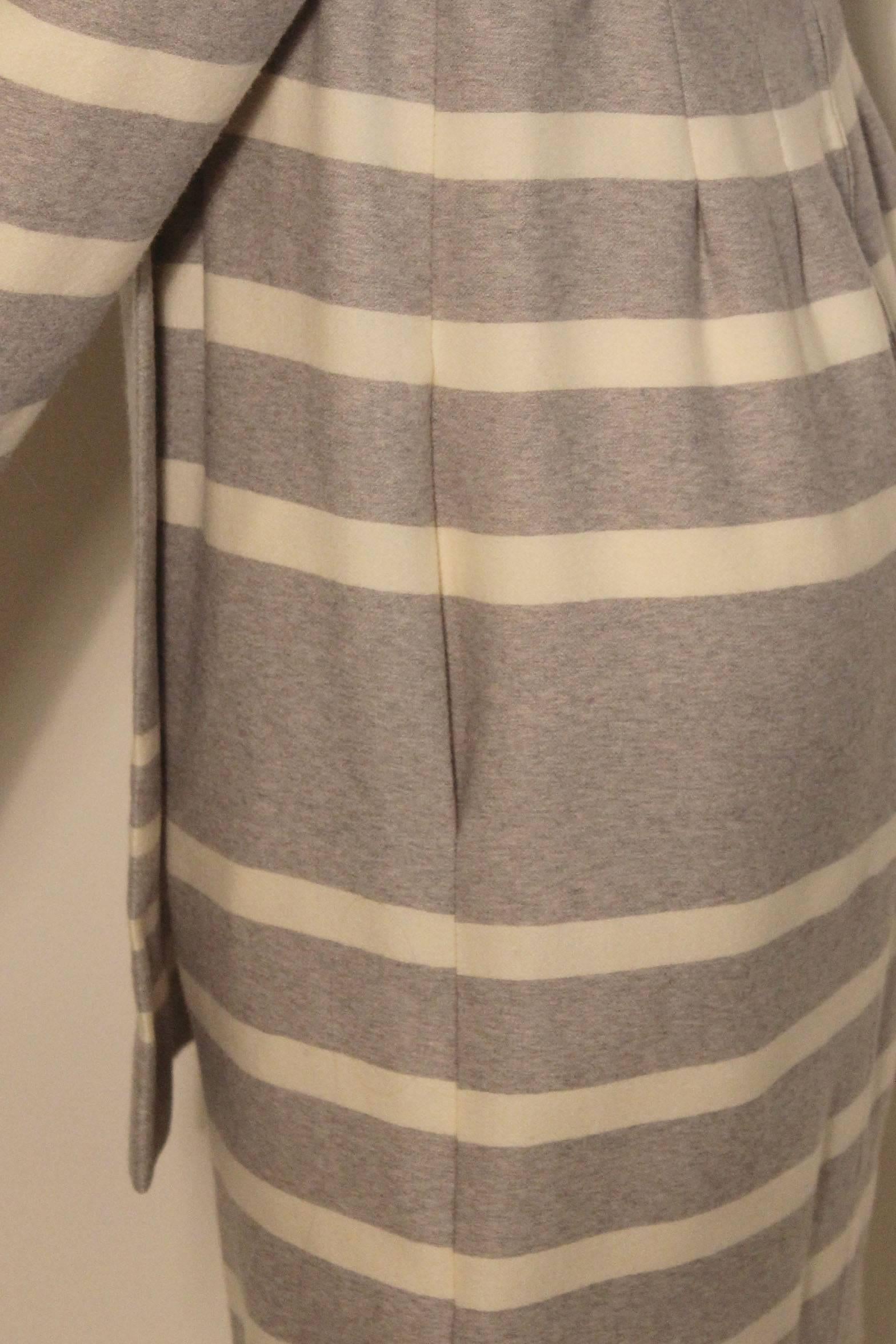 Vintage Pauline Trigere Striped Dress with Scarf For Sale 1