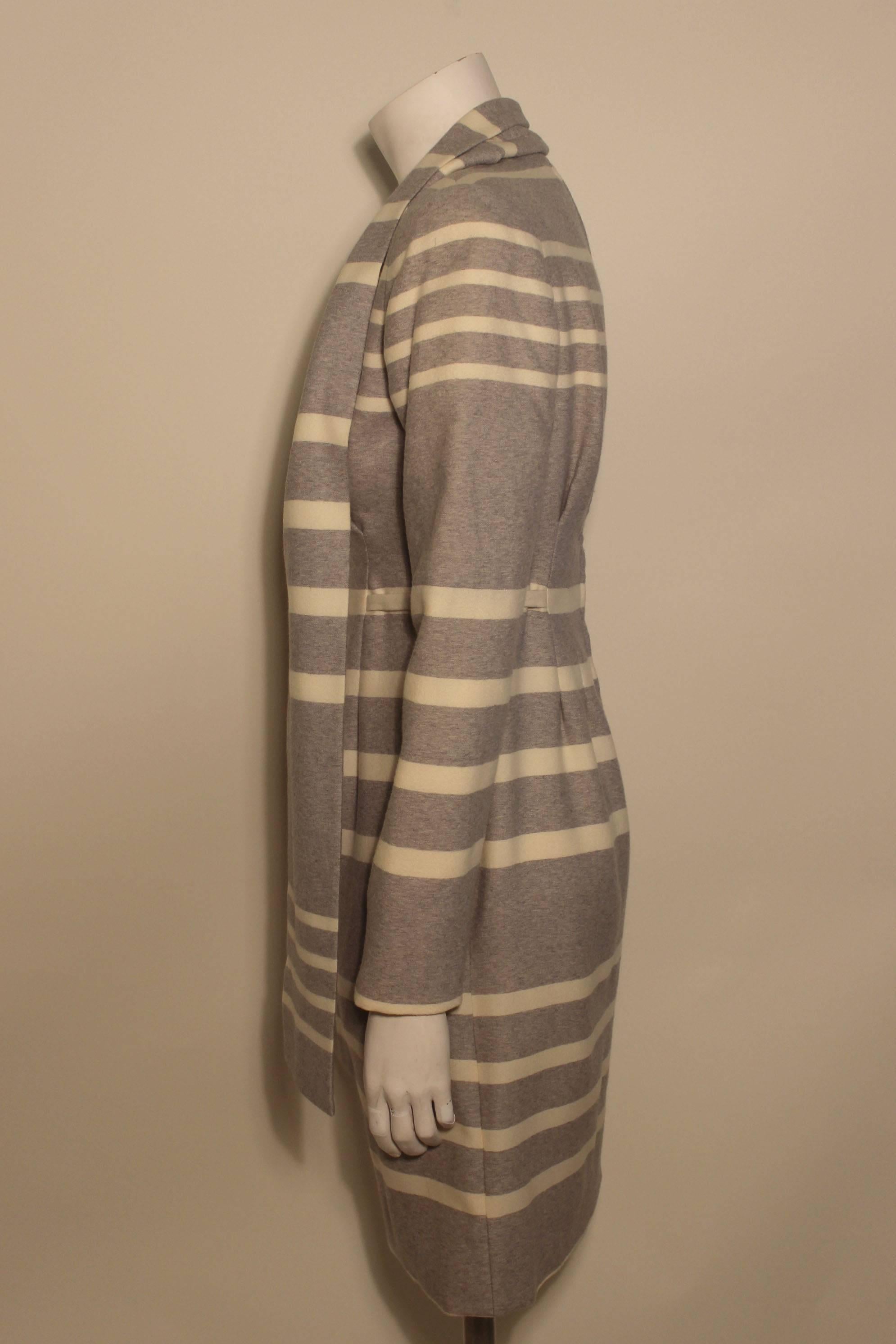 Vintage Pauline Trigere Striped Dress with Scarf In Excellent Condition For Sale In New York, NY