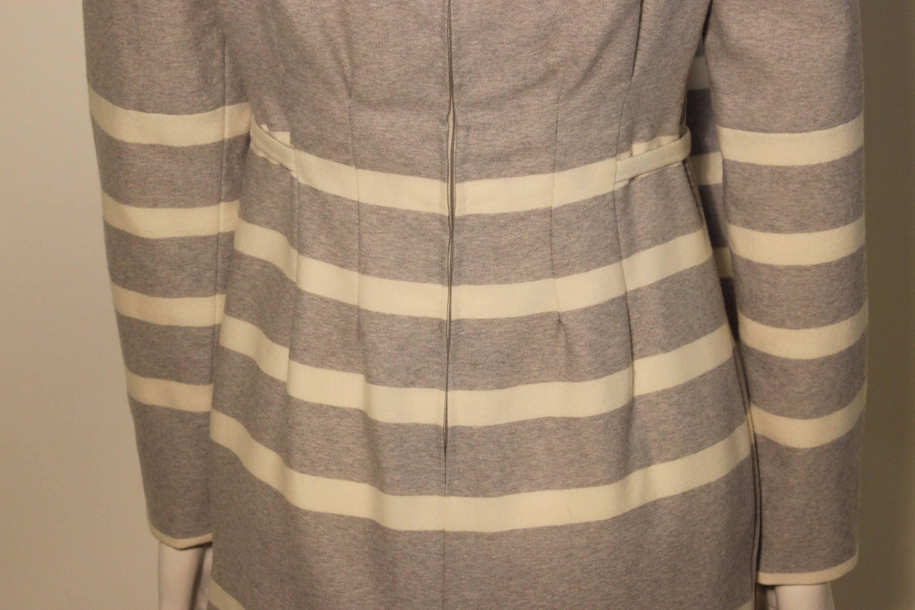 Vintage Pauline Trigere Striped Dress with Scarf For Sale 3