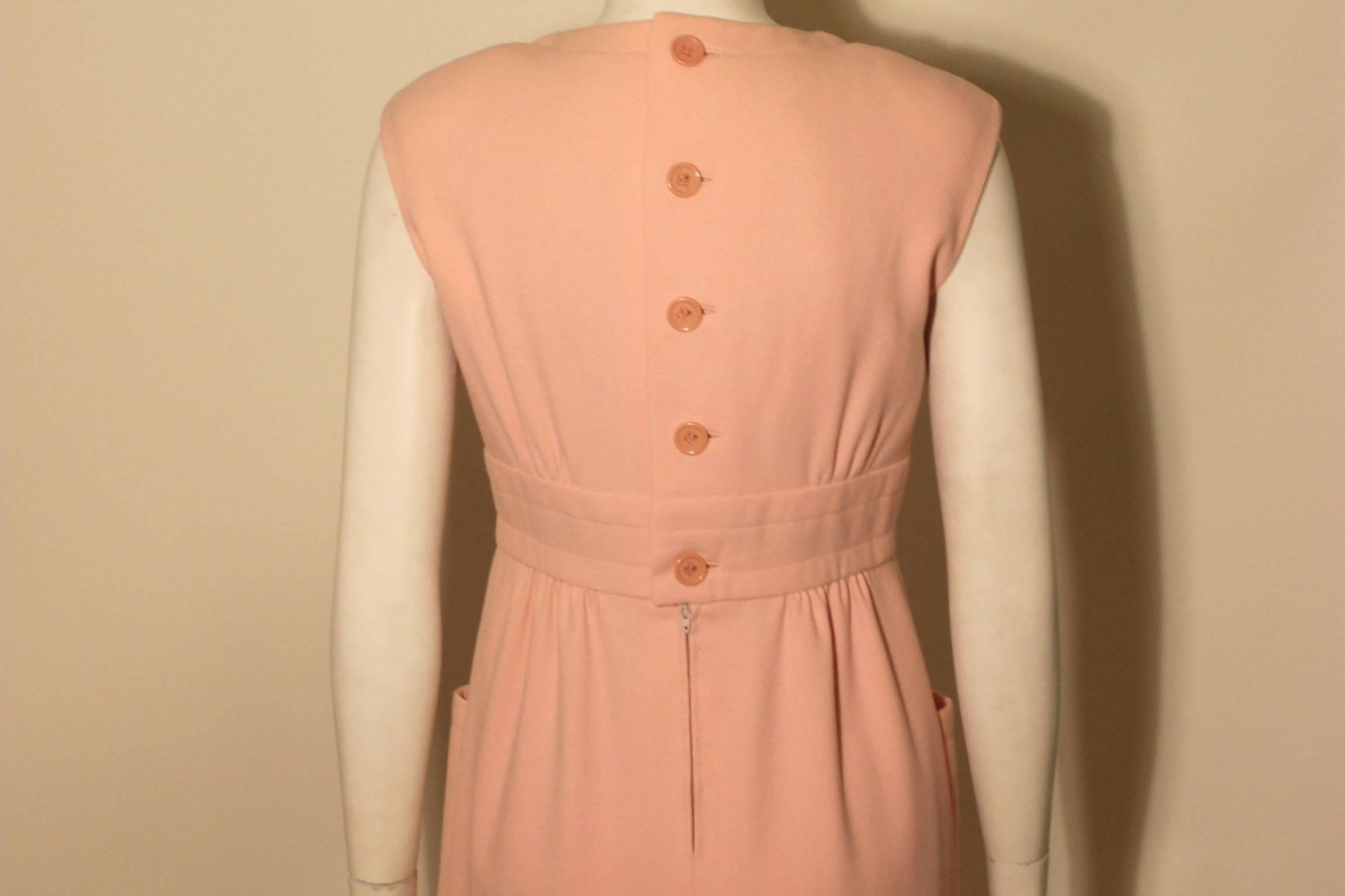 Women's Vintage Pauline Trigere Baby Pink Day Dress For Sale