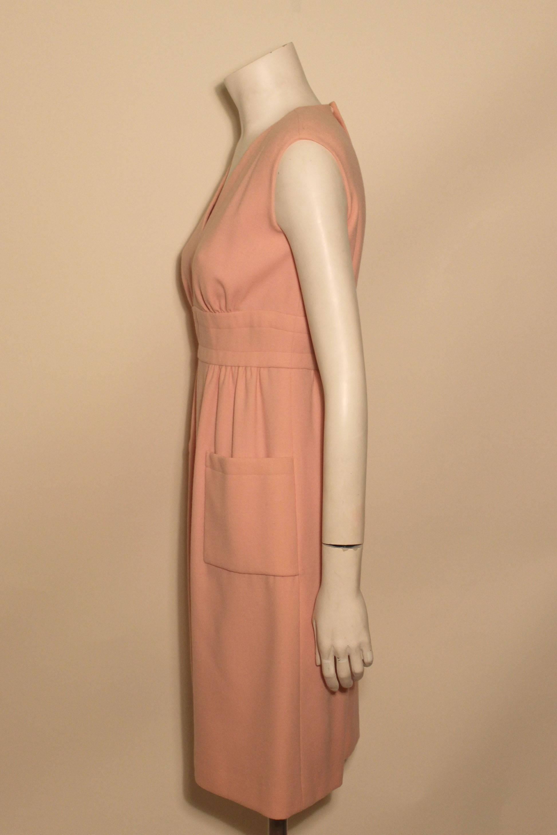 Orange Vintage Pauline Trigere Baby Pink Day Dress For Sale