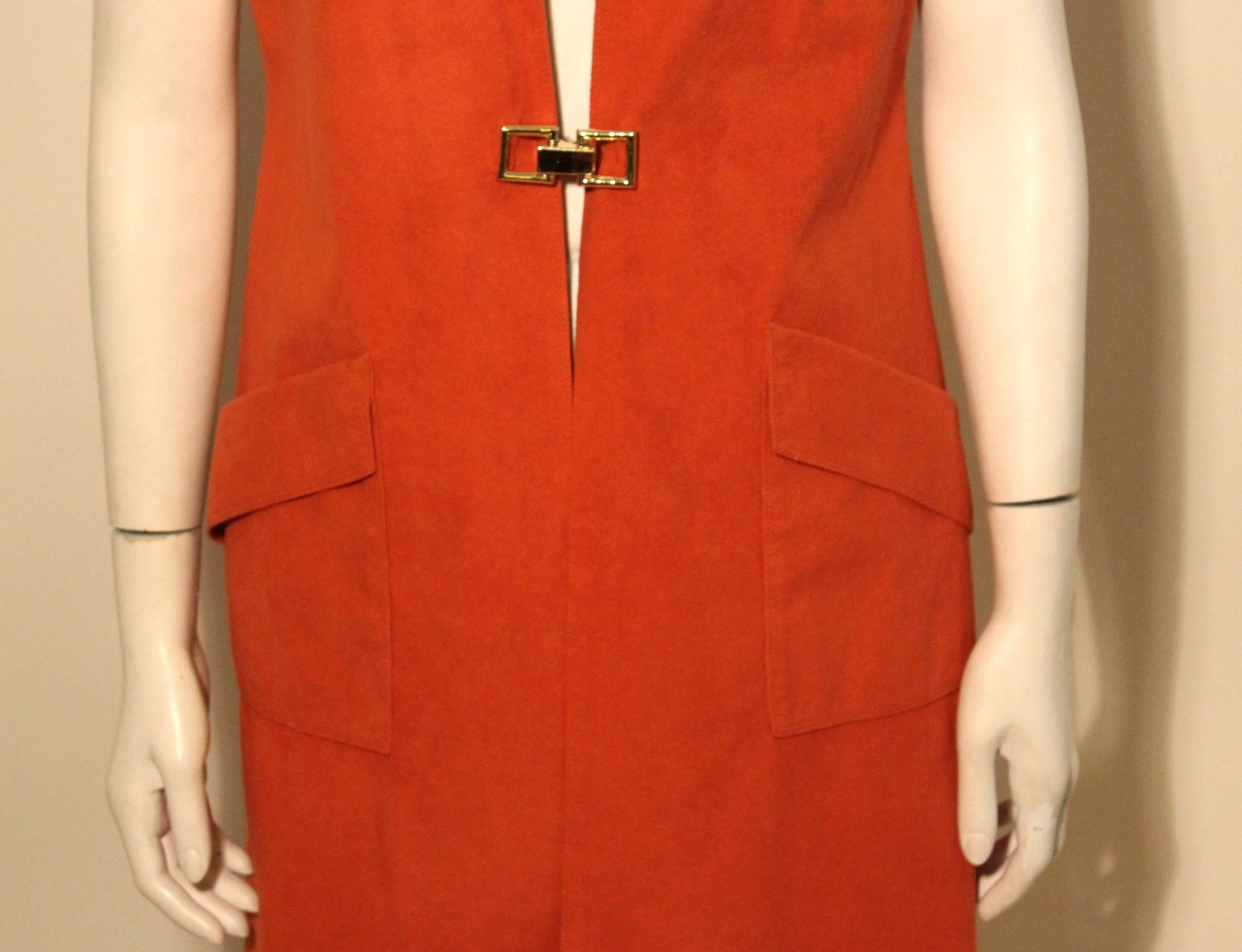 Women's Vintage 1970s Vera Maxwell Ultra Suede Knee Length Vest For Sale