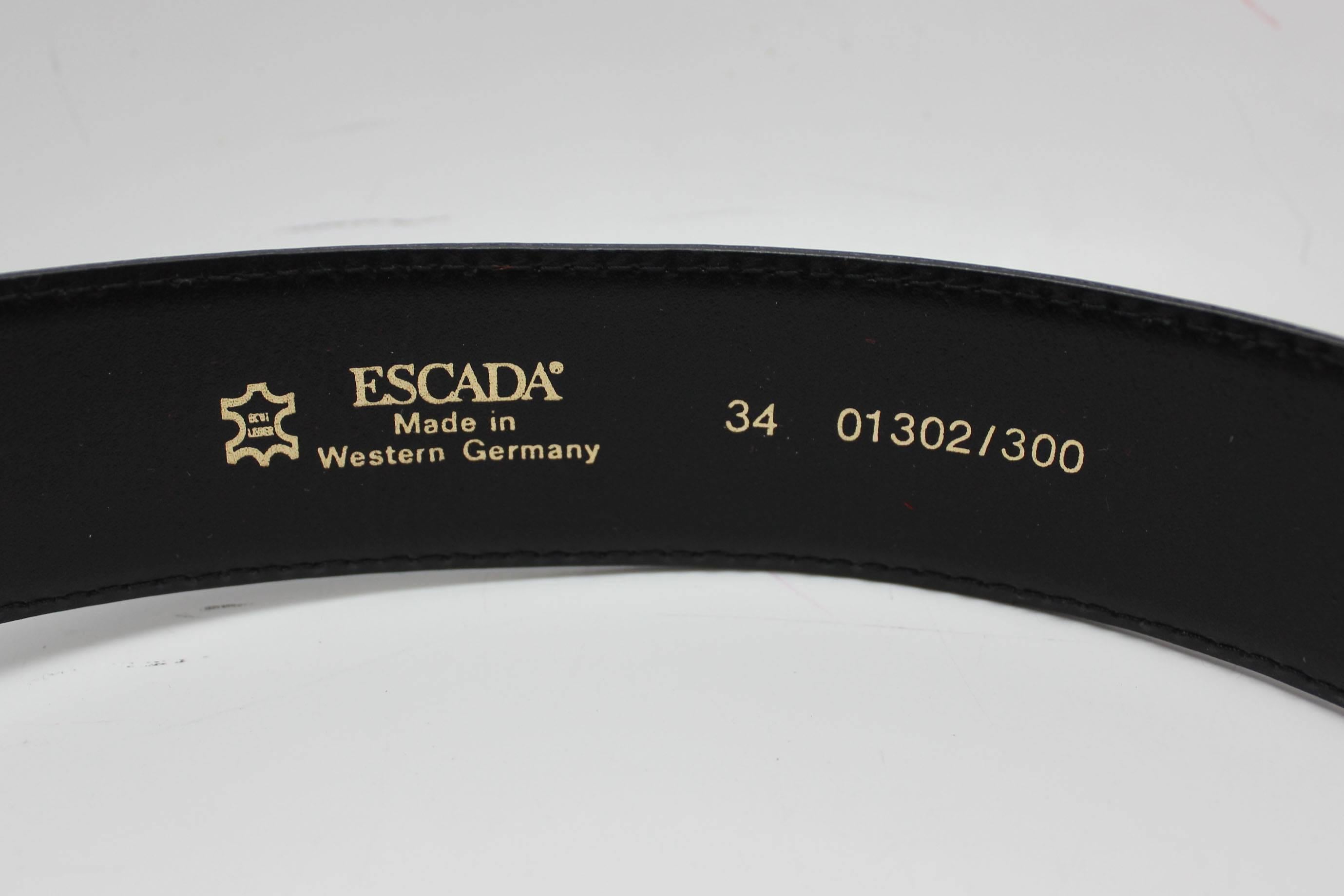 Women's or Men's 1980s Escada Navy Belt Gold Hardware For Sale