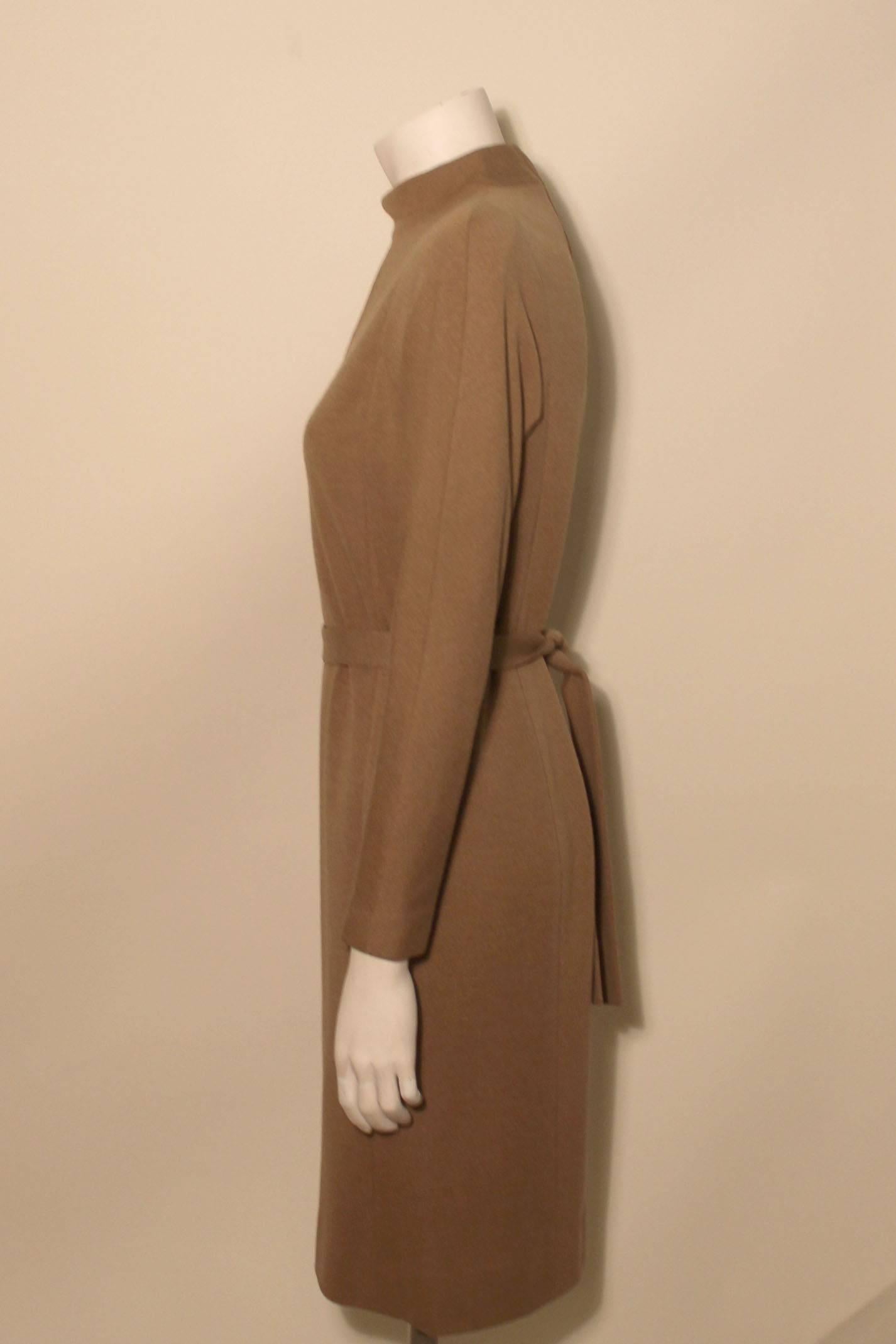 Brown Vintage Pauline Trigere Keyhole Neckline Sheath Dress