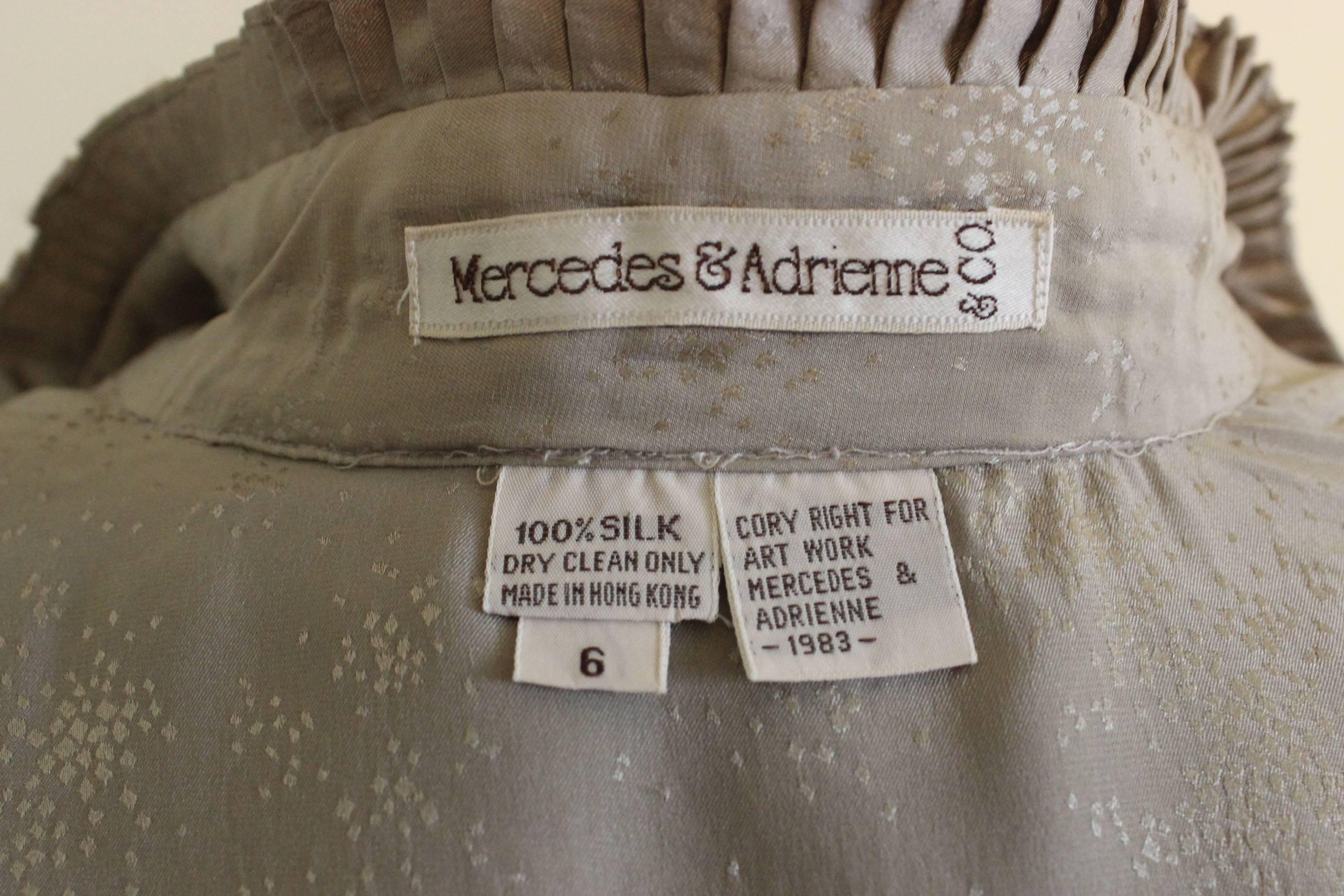 Vintage Mercedes & Adrienne Pleated Silk Blouse For Sale 2