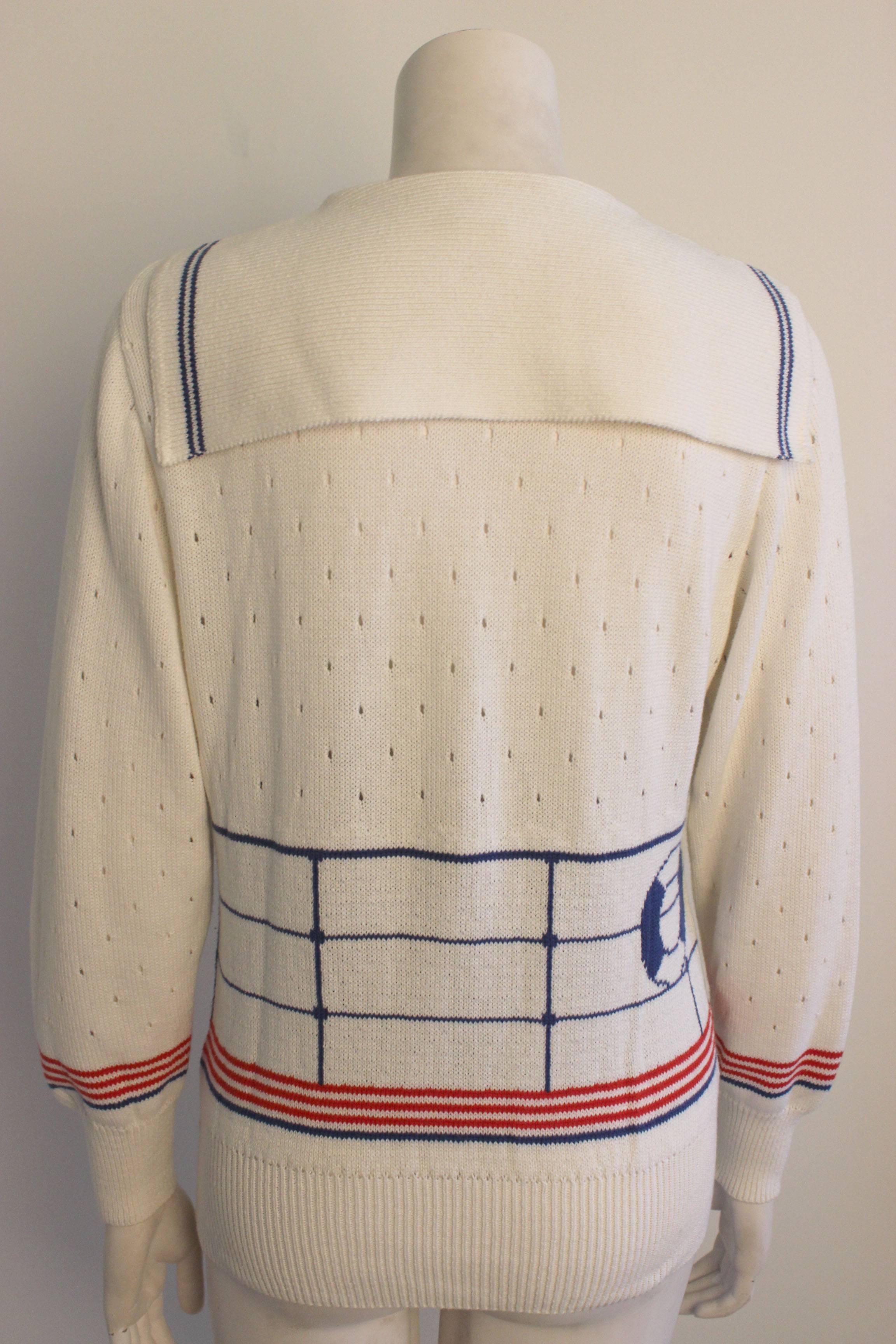 Savion by Ignacy Feuer Knit Top with Sailor Graphic In Excellent Condition In New York, NY