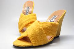 1980s Norma Kamali Golden Yellow Terrycloth Wedges