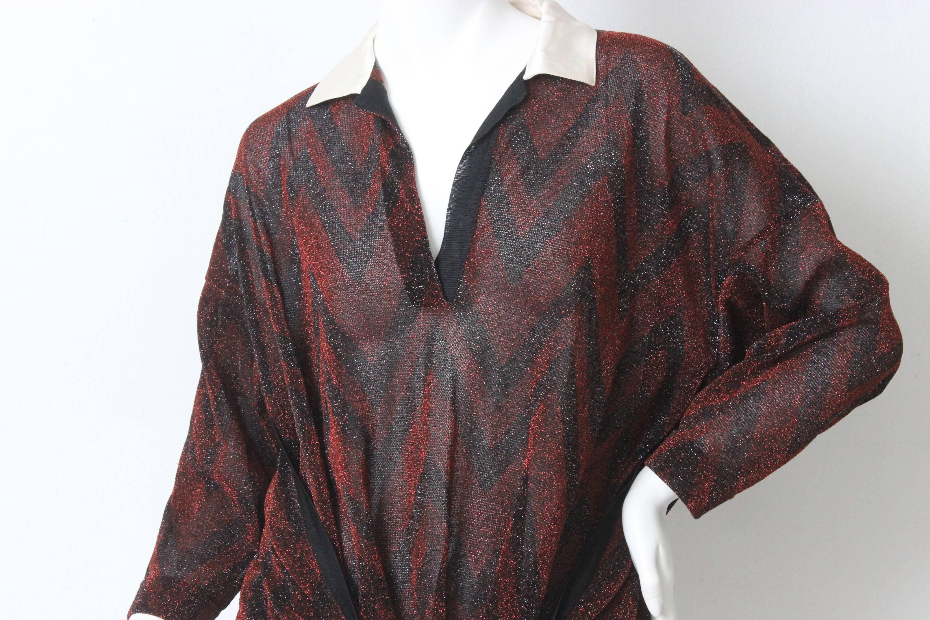 1980s Gianfranco Ferre Metallic Chevron Top In New Condition For Sale In New York, NY