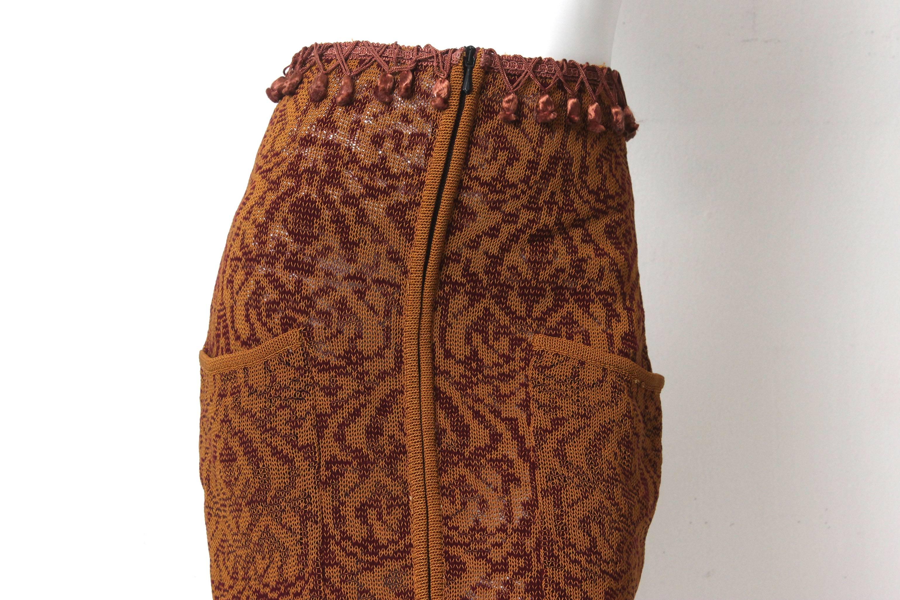 1980s Jean Paul Gaultier Tassled Knit Bodycon Skirt  1