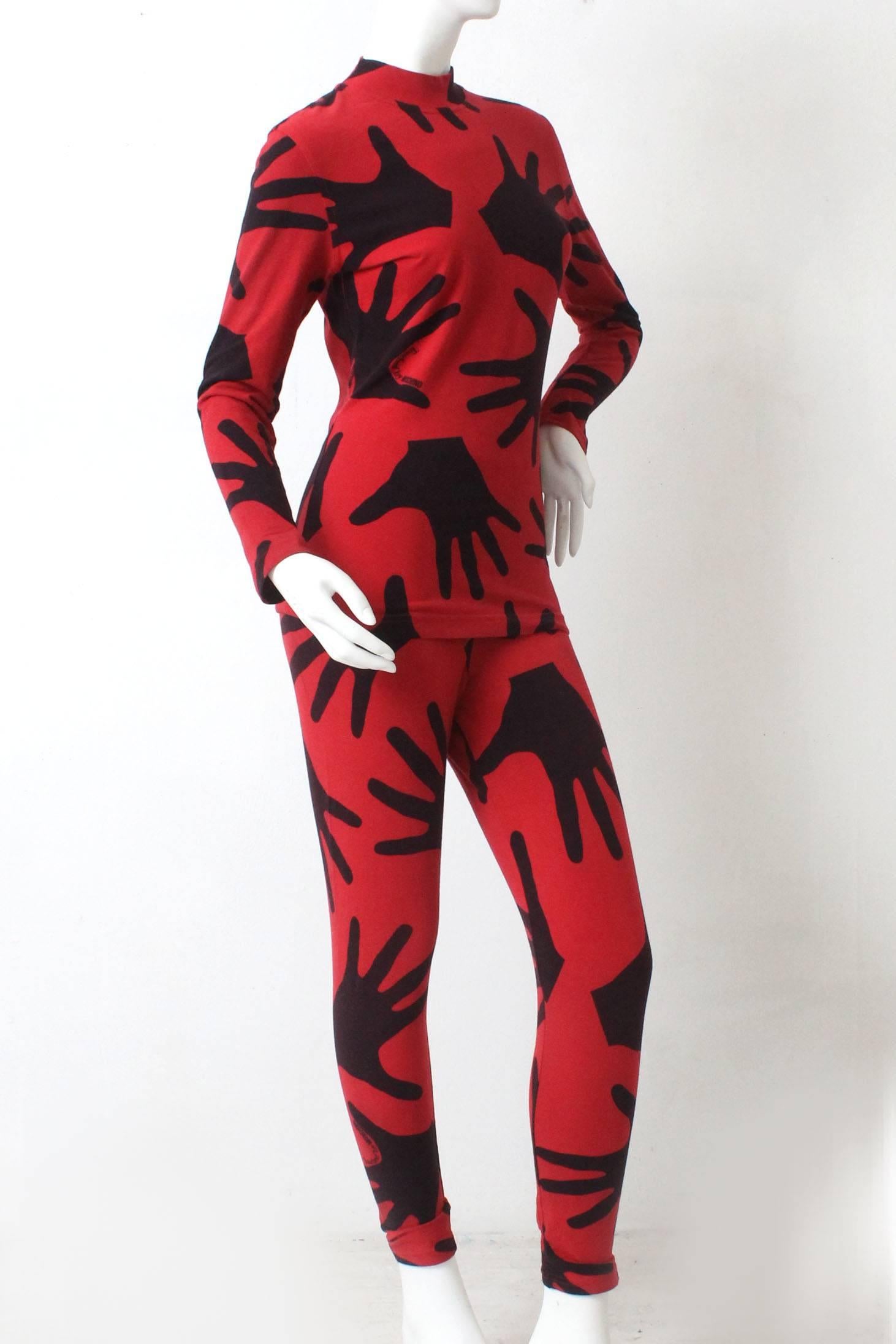 1980s Moschino Two Piece 'Touched by Moschino' Mock Neck and Legging In Excellent Condition In New York, NY