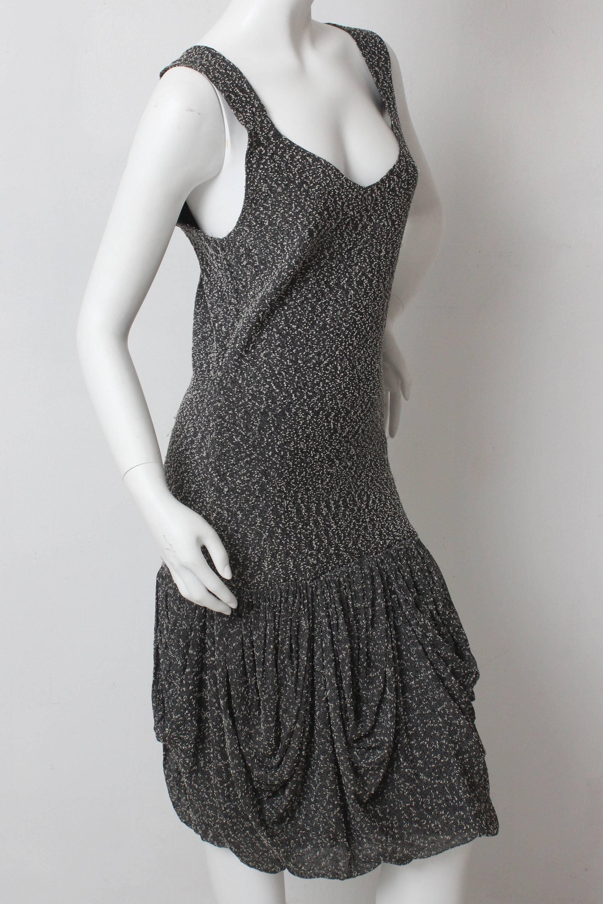 1980s Missoni Boucle Bodycon Dress with Draped Bottom In Excellent Condition For Sale In New York, NY