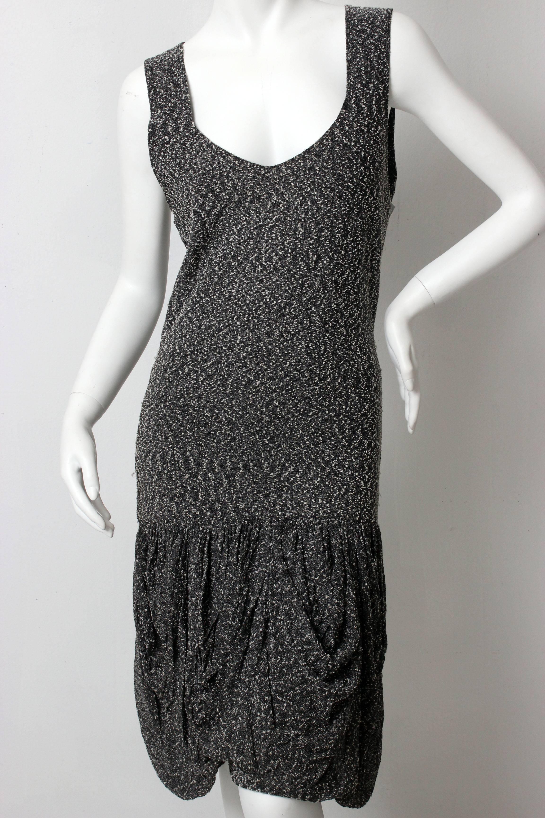 Black 1980s Missoni Boucle Bodycon Dress with Draped Bottom For Sale