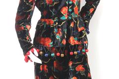 1980s Lolita Lempicka Velvet Floral Jacket and Palazzo Pant