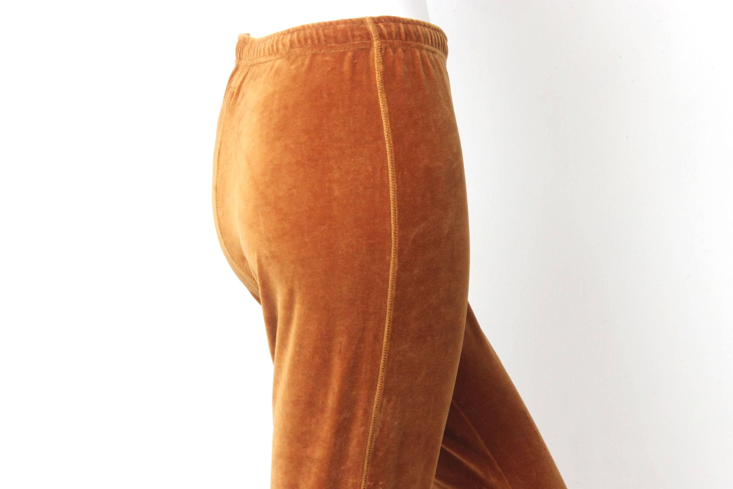 Brown 1980s Moschino Velour Stirrup Pants For Sale