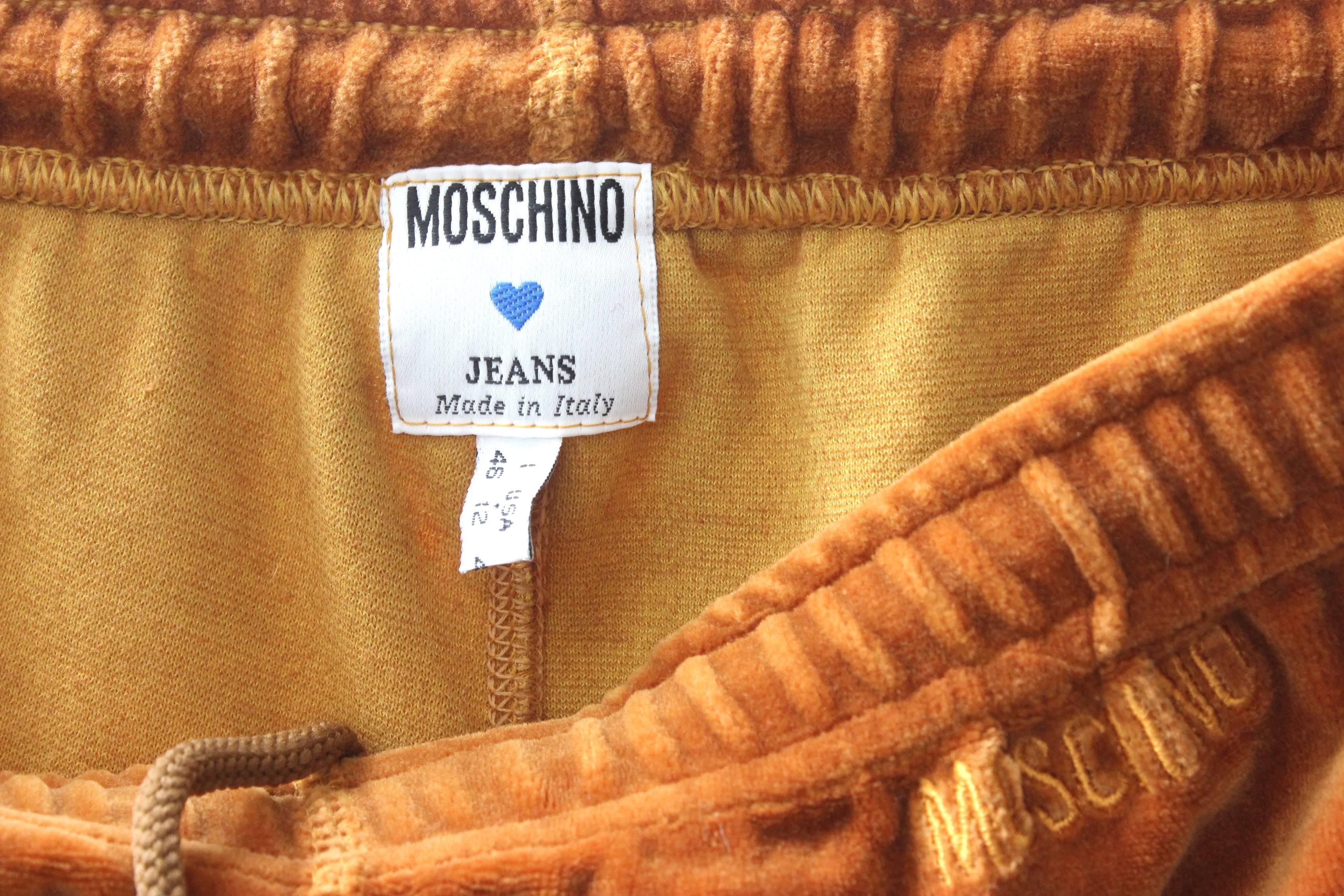 1980s Moschino Velour Stirrup Pants In Excellent Condition For Sale In New York, NY