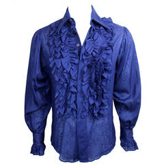 1960s Village Squire Men's Sheer Etched Ruffle Shirt