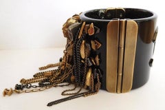 Chanel Fall 2010 Couture Bracelet Black with Multi Chains and Charms