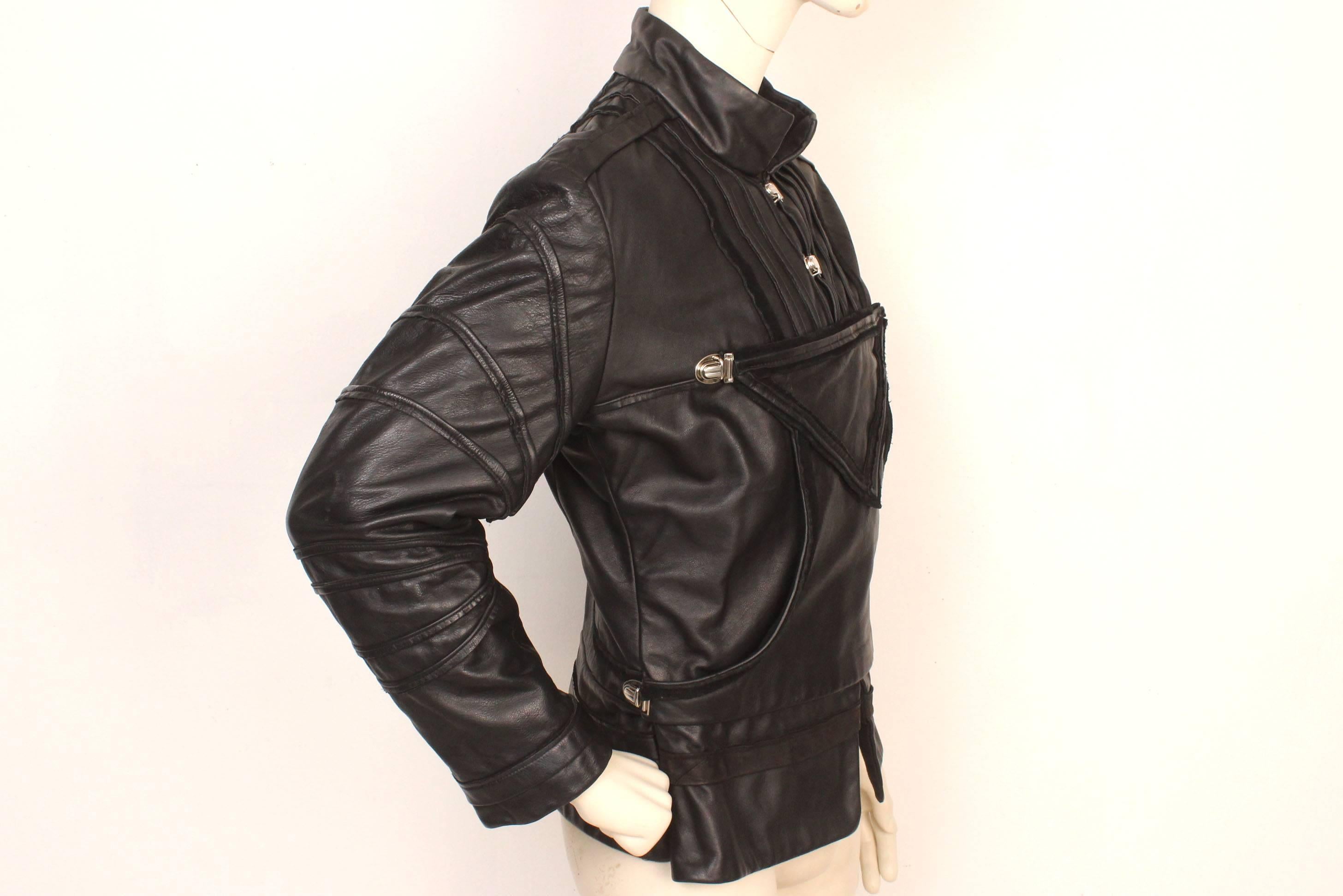Women's or Men's Vintage Black Leather Doublet from the Royal Shakespeare Theater For Sale