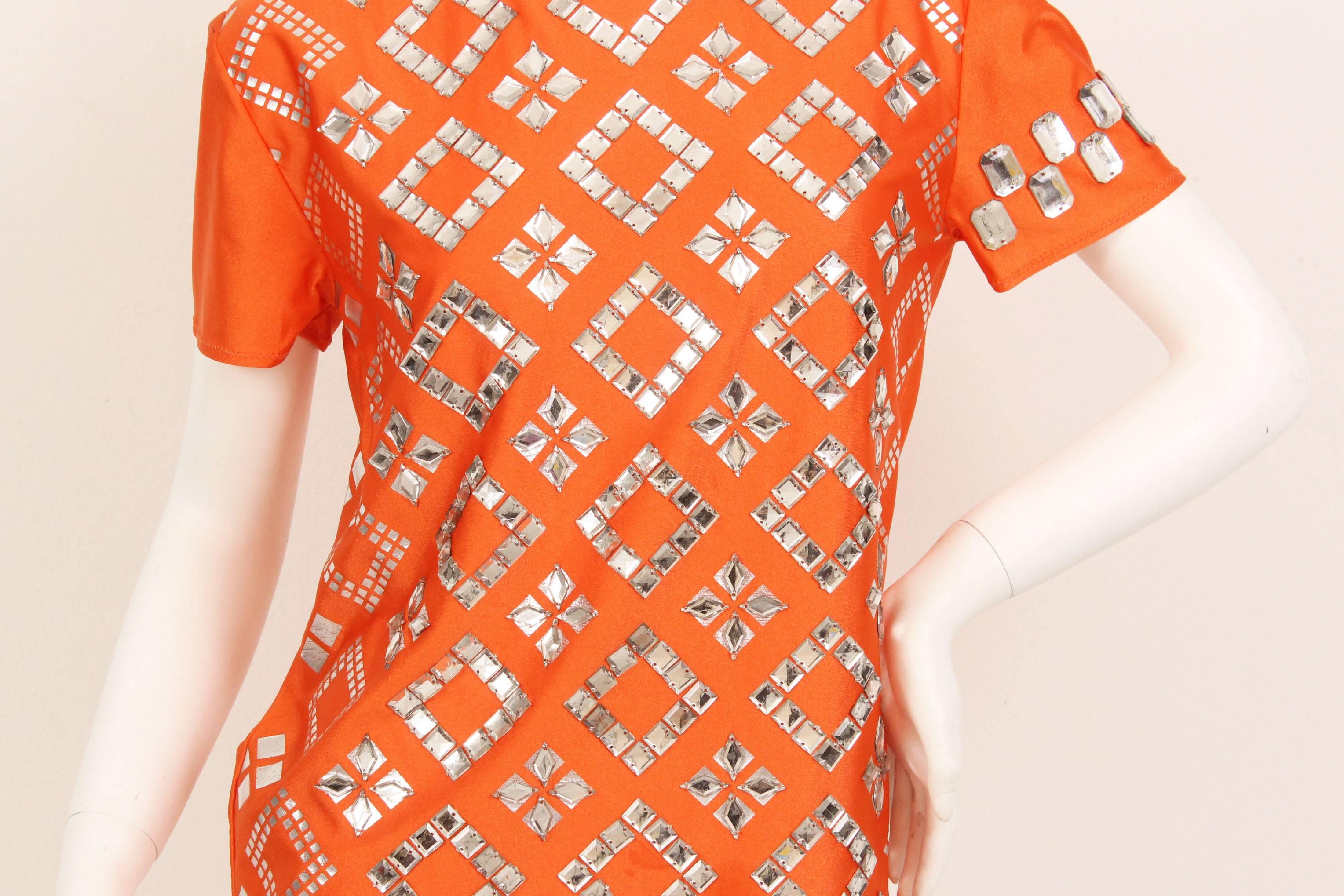 Jean Paul Gaultier Vintage Tangerine Mirrored Top In Excellent Condition For Sale In New York, NY