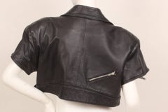 Michoel Schoeler Black Leather Cropped Motorcycle Jacket