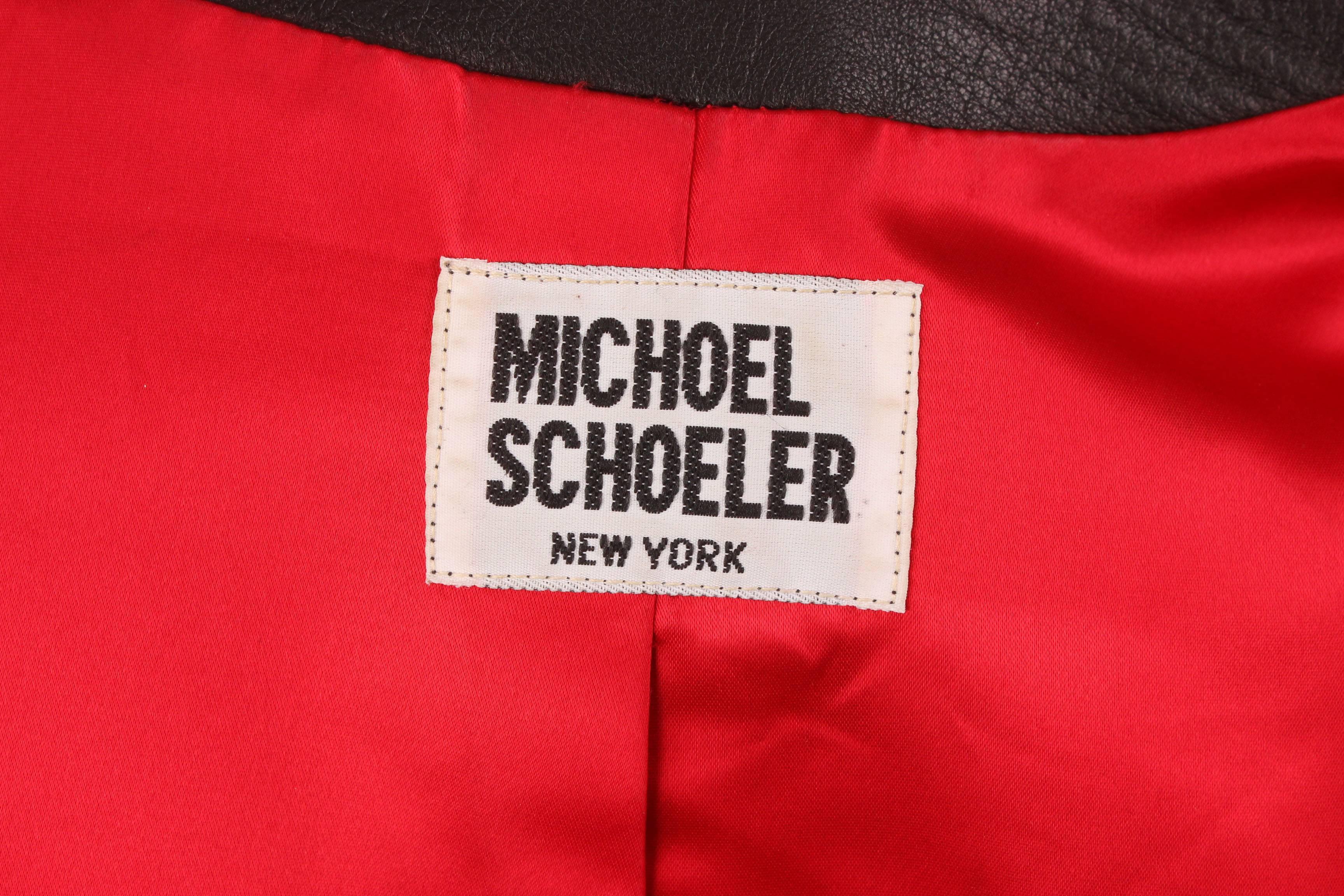 Michoel Schoeler Black Leather Cropped Motorcycle Jacket For Sale 3