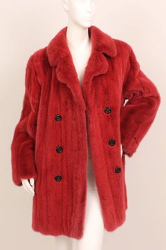 Ben Kahn Red Mink Double Breasted Jacket, 1990s