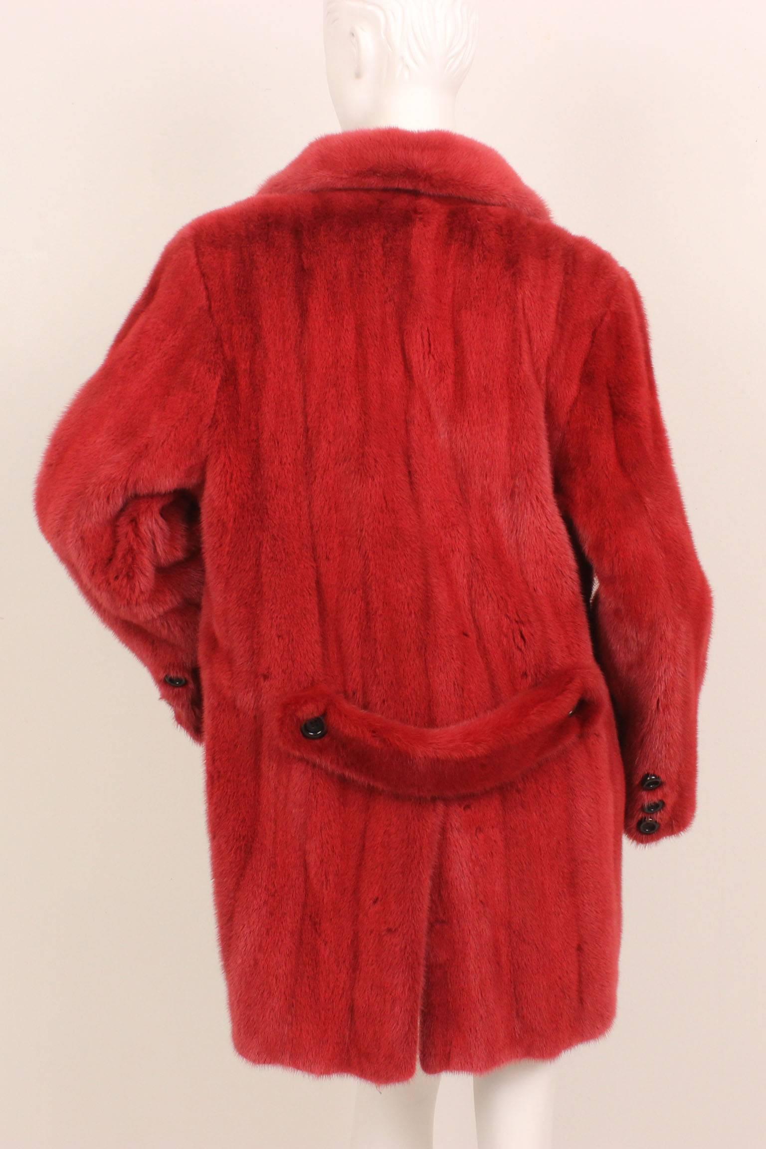 Ben Kahn Red Mink Double Breasted Jacket, 1990s  For Sale 1