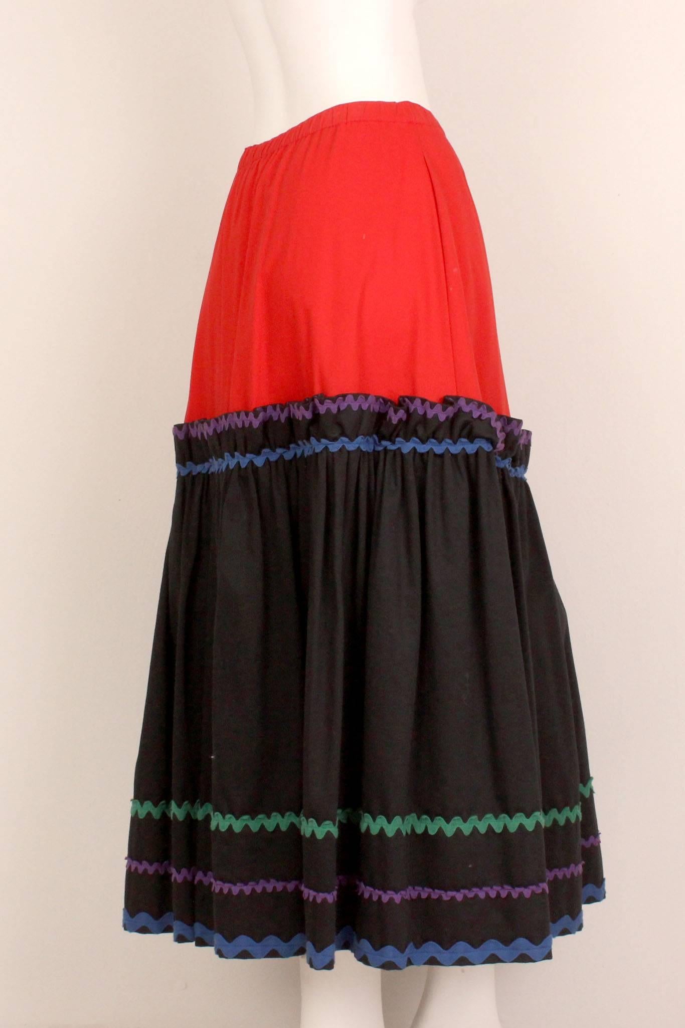 1970s Yves Saint Laurent Tiered Peasant Skirt In Excellent Condition For Sale In New York, NY
