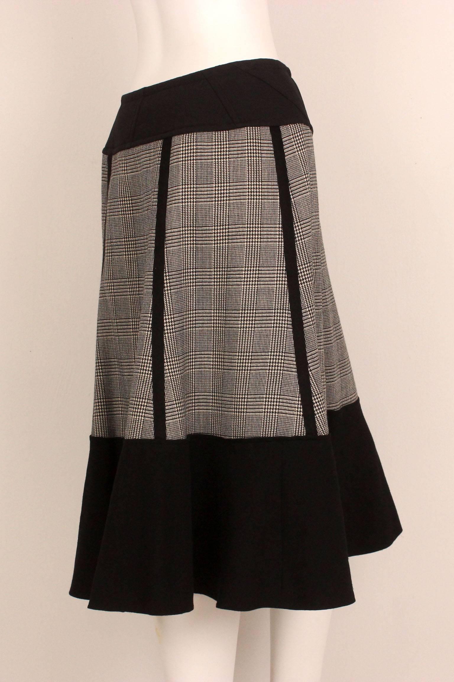 Women's Comme des Garcons Wool Herringbone Skirt with Quilted Waist For Sale