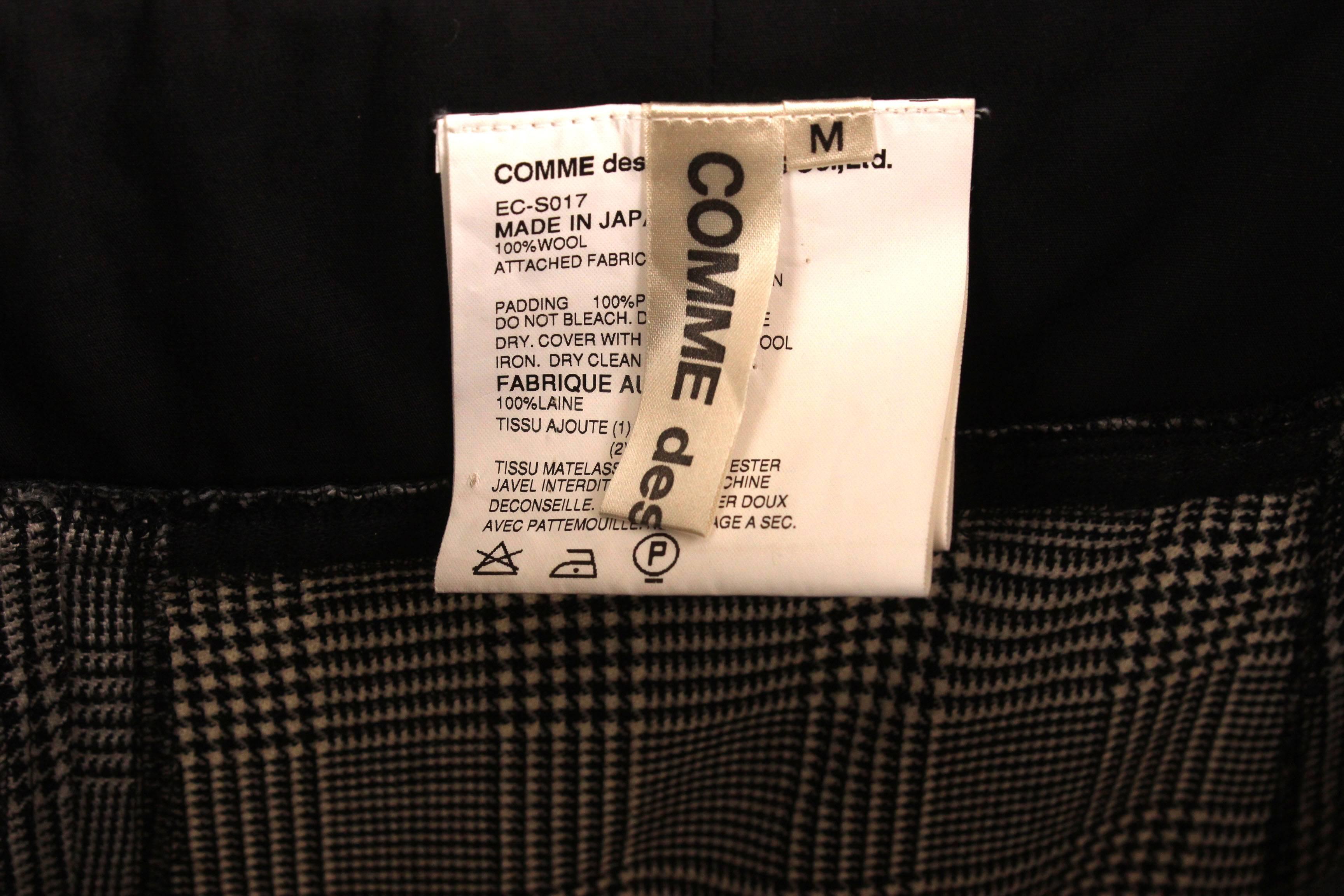 Comme des Garcons Wool Herringbone Skirt with Quilted Waist For Sale 1