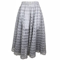 1950s Cotton Crochet Lace Sequined Skirt