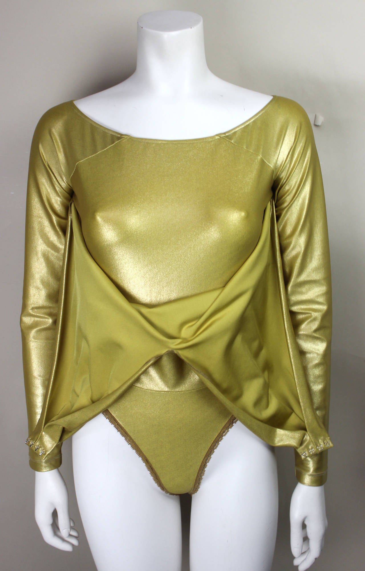 Donna Karan Draped Gold Bodysuit 3