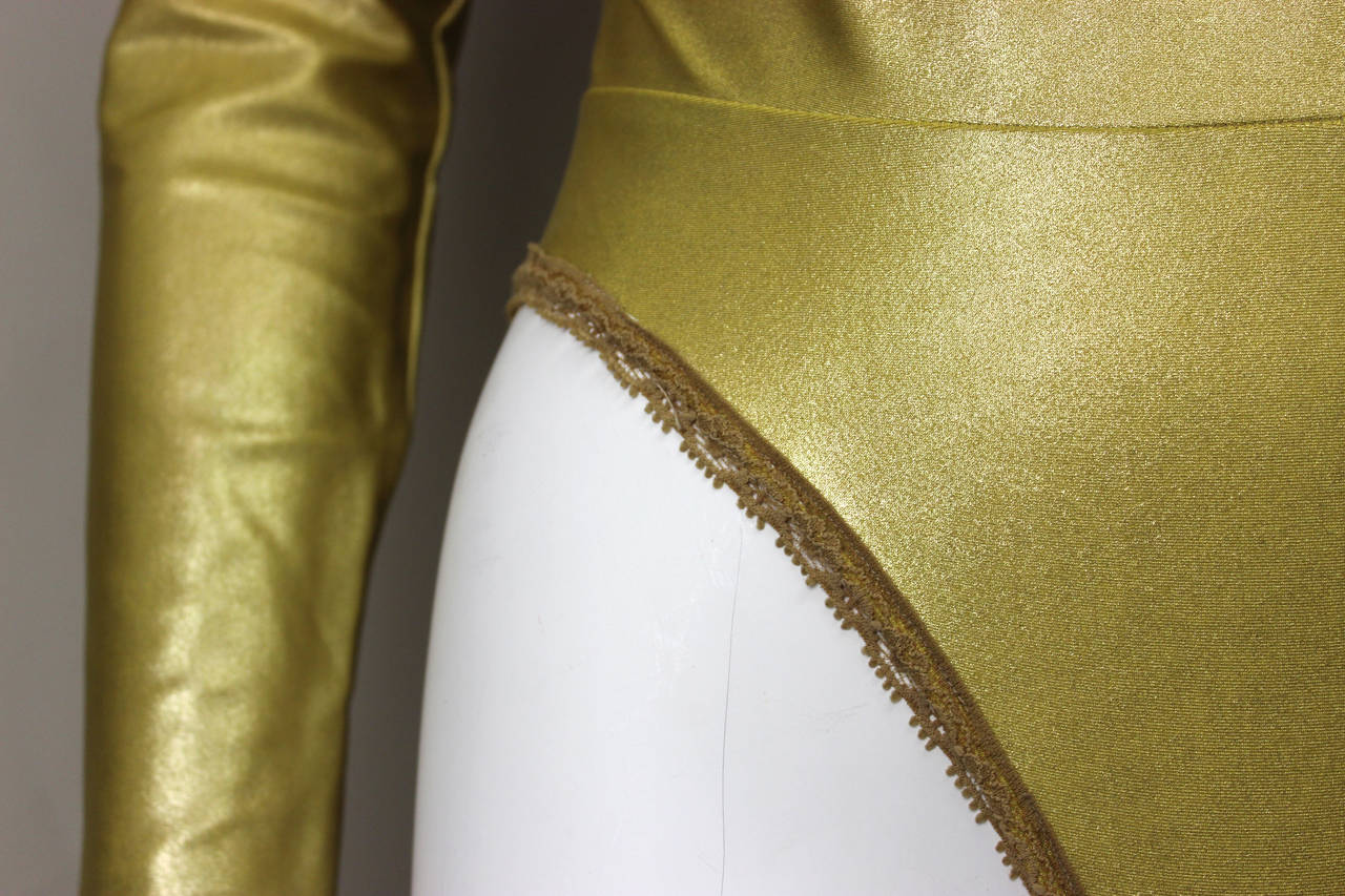 Donna Karan Draped Gold Bodysuit 4