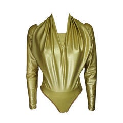 Donna Karan Draped Gold Bodysuit