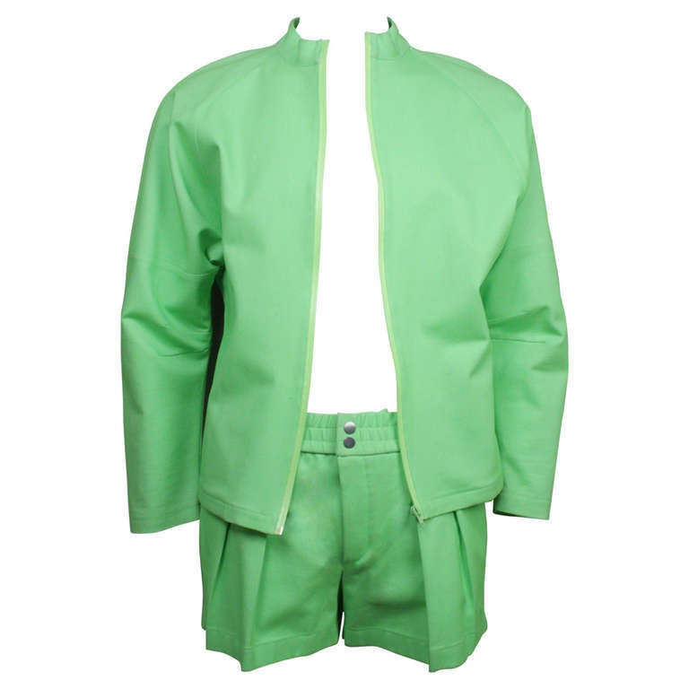 2012 Mugler Men's Neon Green Jacket and Shorts