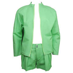 2012 Mugler Men's Neon Green Jacket and Shorts