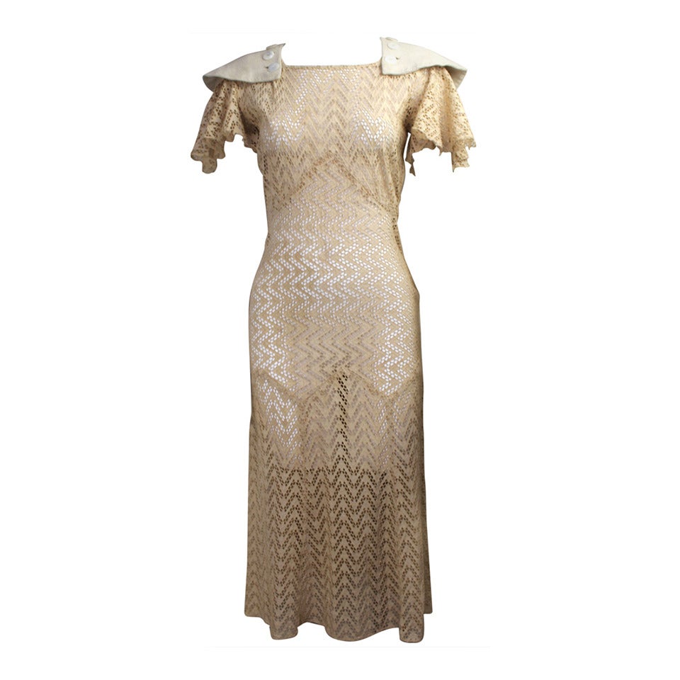 1920s Cotton Lace Day Dress