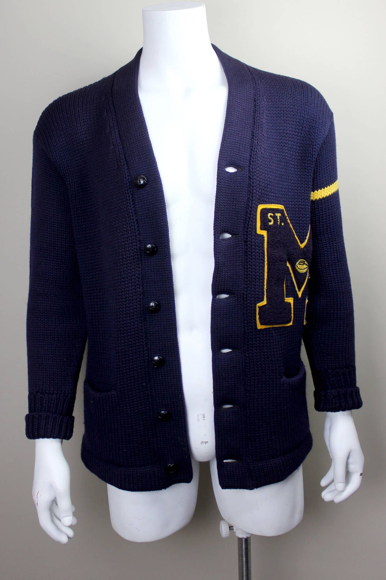 Black 1959 Men's Wool Varsity Sweater