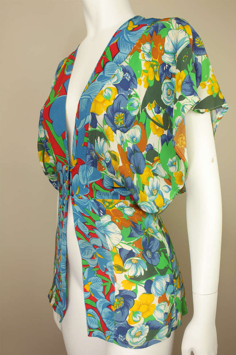 Blue 1960s Aristos of London Carnaby St. Rare Tunic Top