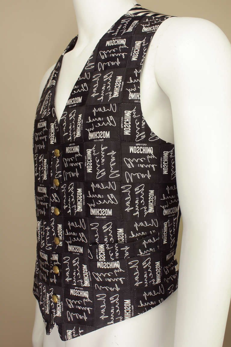 Moschino Patchwork Logo Vest In Excellent Condition In New York, NY