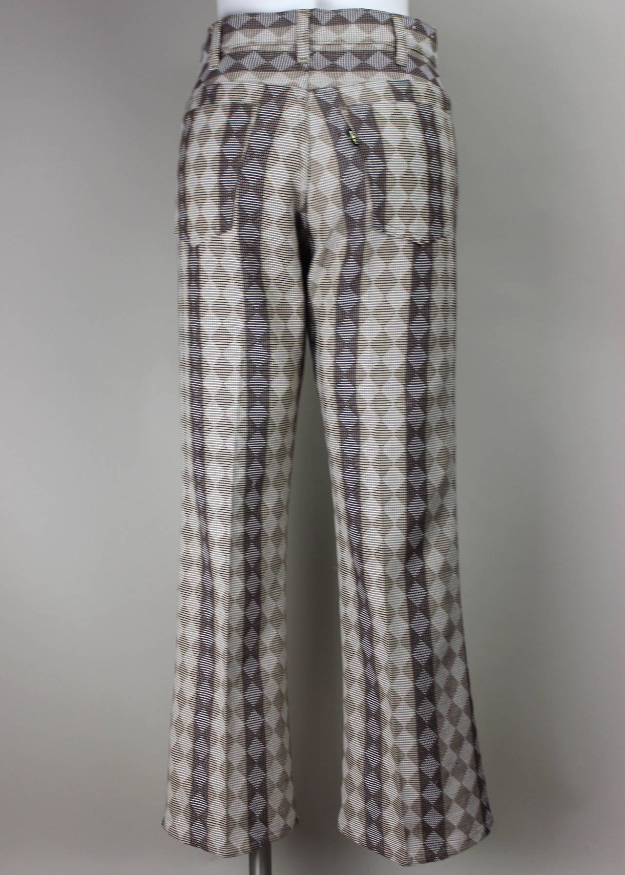 Gray Levi's Early 1970s Big E Graphic Print Bell Bottoms