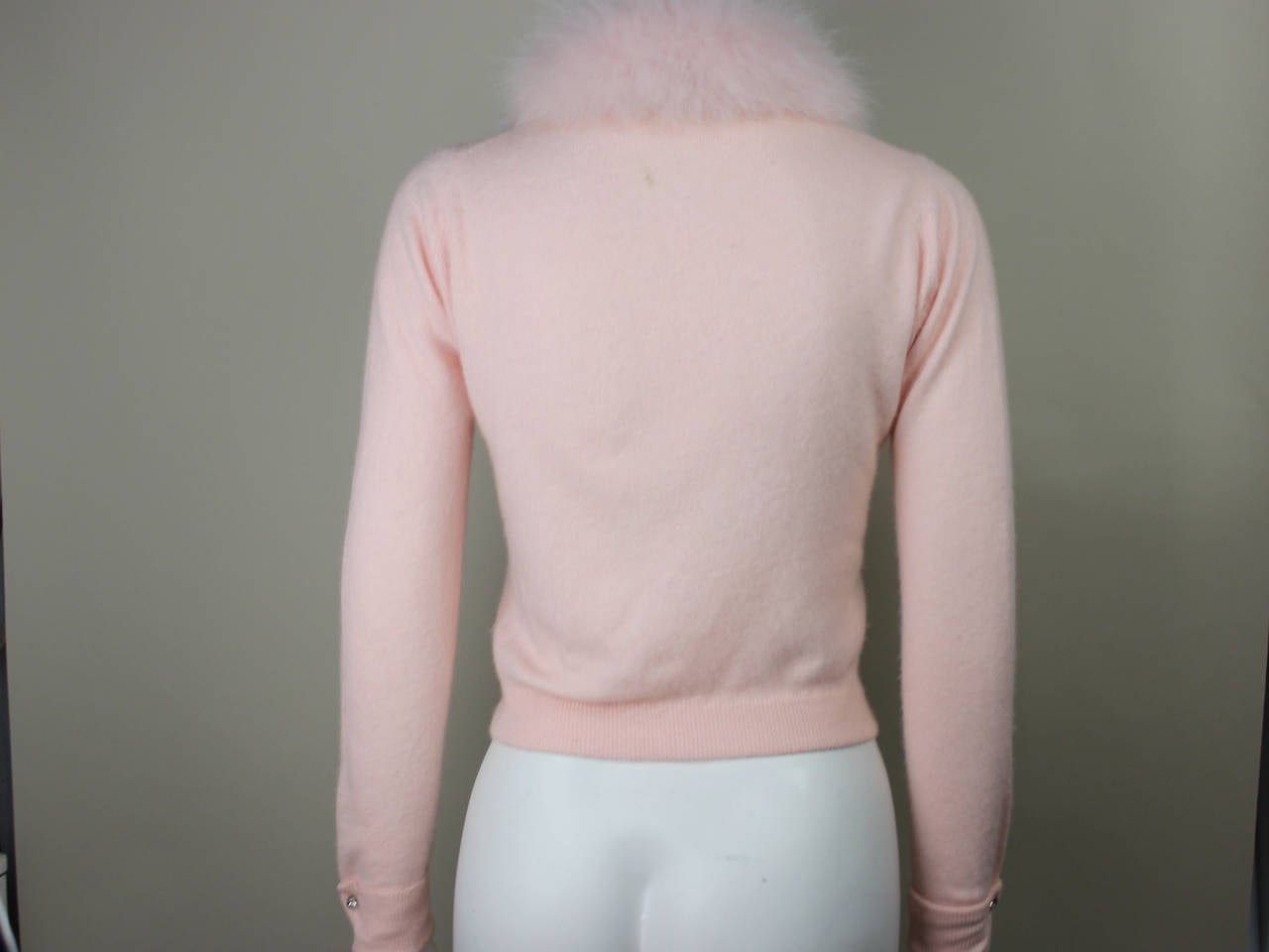 1950s Pink Cashmere Sweater with Matching Fox Collar 1