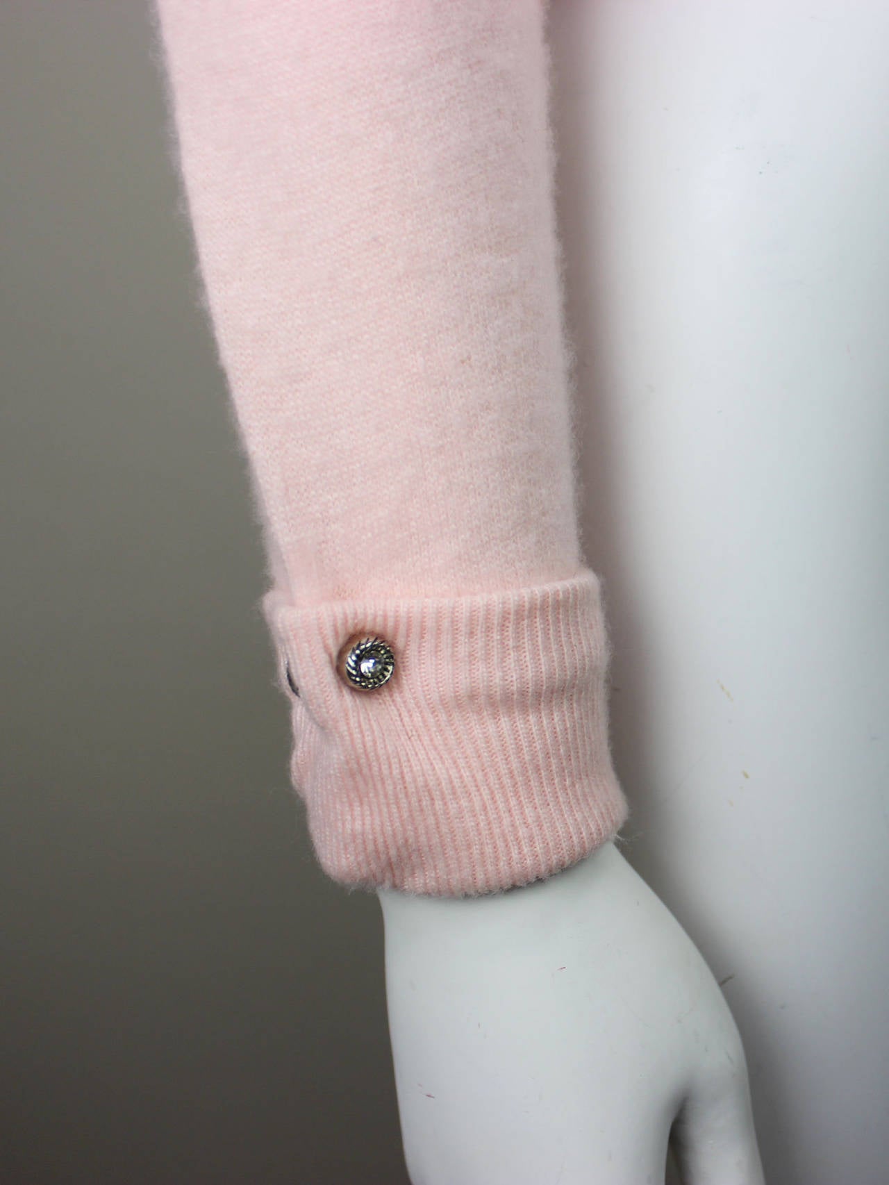 1950s Pink Cashmere Sweater with Matching Fox Collar 3